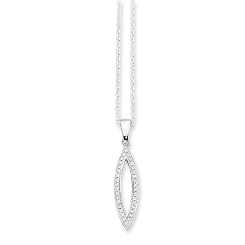 Sterling Silver Micro Pave CZ Polished Fancy Pointed Necklace
