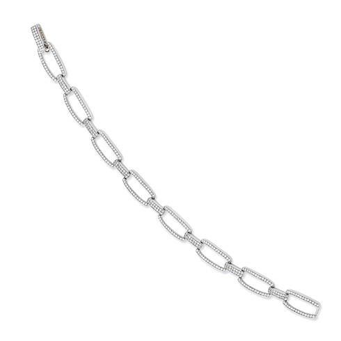 Sterling Silver & CZ Fancy 7 1/4in Bracelet