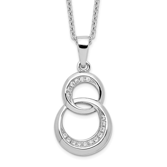 Sterling Silver & CZ Polished Circles 18in Necklace