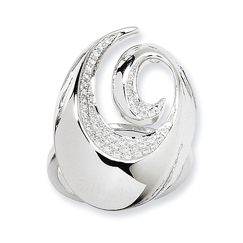 Sterling Silver Spiral Ring with Cubic Zirconias