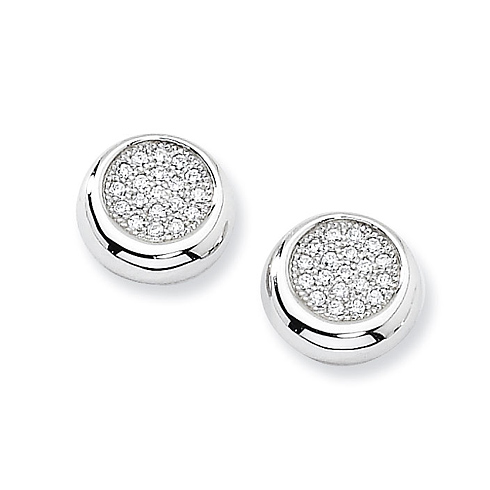 Sterling Silver & CZ Fancy Circle Post Earrings