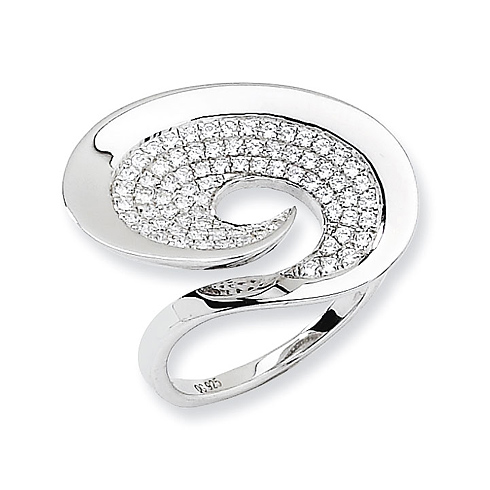Sterling Silver & CZ Fancy Spiral Ring