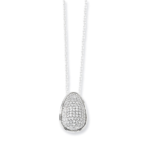 Sterling Silver & CZ Egg Shaped Necklace