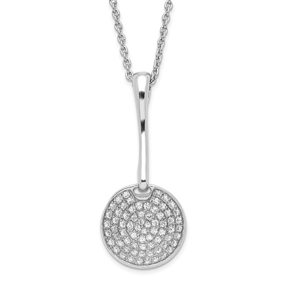 Sterling Silver & CZ Polished Circle Necklace
