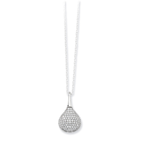 Sterling Silver Micro Pave CZ 88 Stone Tear Drop Necklace