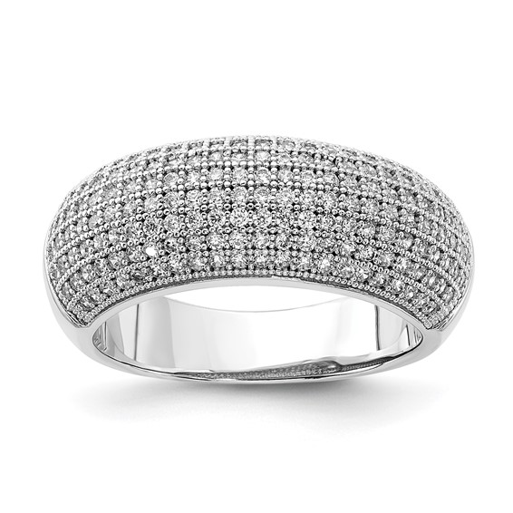 Sterling Silver Cubic Zirconia Fancy Pave Ring 8mm