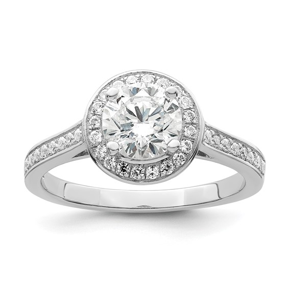 Sterling Silver Halo Style Cubic Zirconia Ring