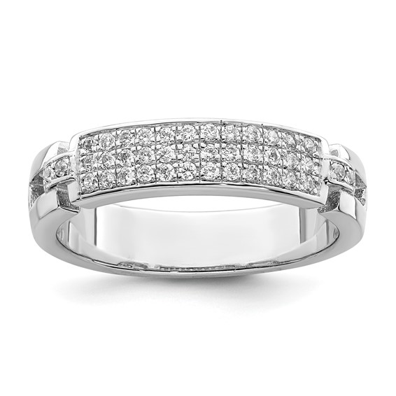Sterling Silver Triple Row Micro Pave CZ Ring