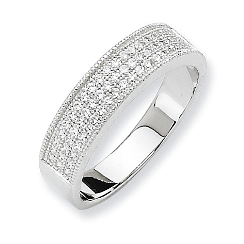 Sterling Silver Micro Pave CZ Fancy Ring with 63 Stones