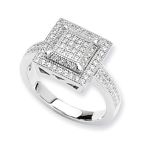Sterling Silver & CZ Fancy Square Ring