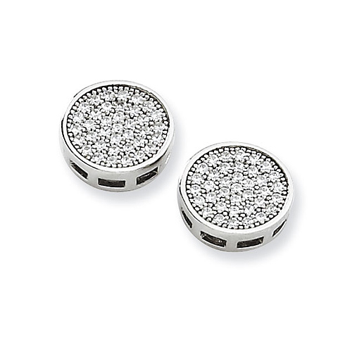 Sterling Silver & CZ Round Earrings