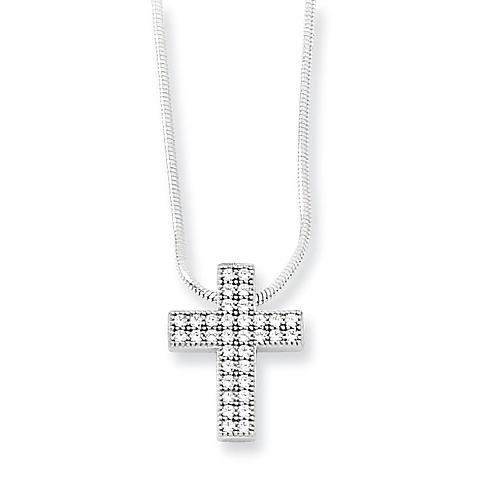 Sterling Silver CZ Small Latin Cross Necklace