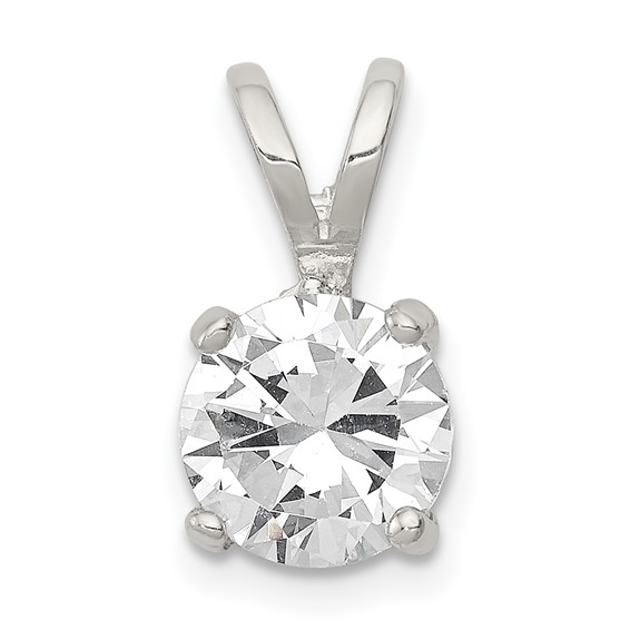 Sterling Silver 8mm Round CZ Pendant