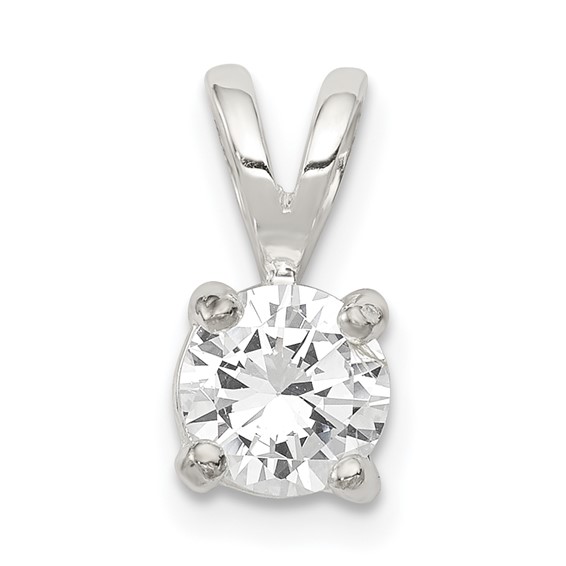 Sterling Silver 7mm CZ Solitaire Pendant