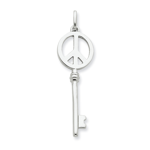 1 3/8in Sterling Silver Peace Sign Key Pendant