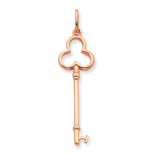 1 1/4in Sterling Silver and Rose Vermeil Key Pendant