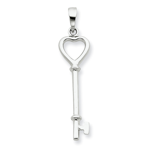 Sterling Silver 1in Heart Key Pendant