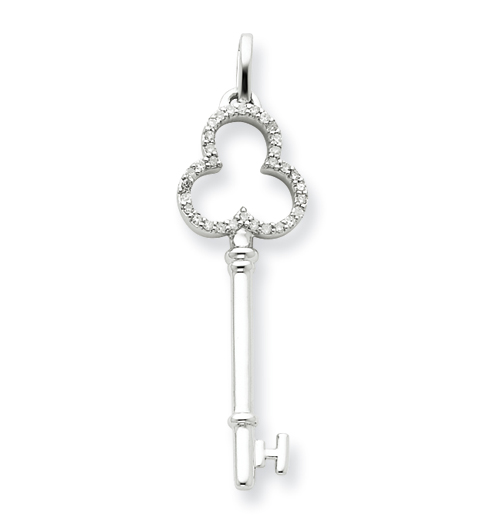 Sterling Silver 1/4 CT Diamond Key Pendant