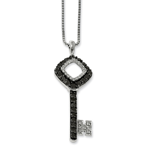 1 Ct Sterling Silver Black and White Diamond Necklace