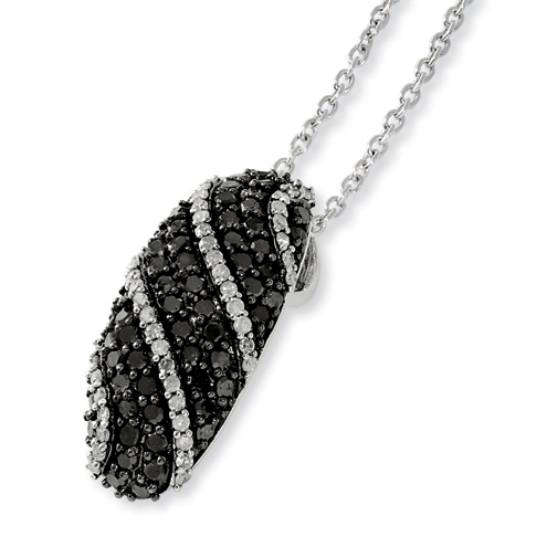 1 Ct Sterling Silver Black and White Diamond Shell Necklace