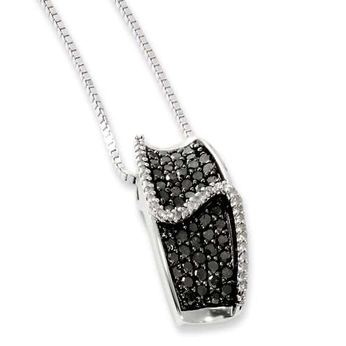 1 Ct Sterling Silver Black and White Diamond Modern Zag Necklace