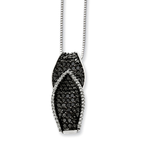 1 Ct Black and White Diamond Necklace Sterling Silver
