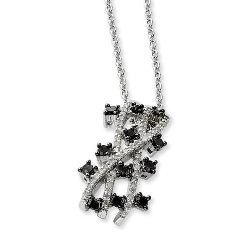 0.5 Ct Sterling Silver Black & White Diamond Grid Necklace