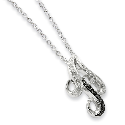 0.10 Ct Sterling Silver Black and White Diamond Necklace