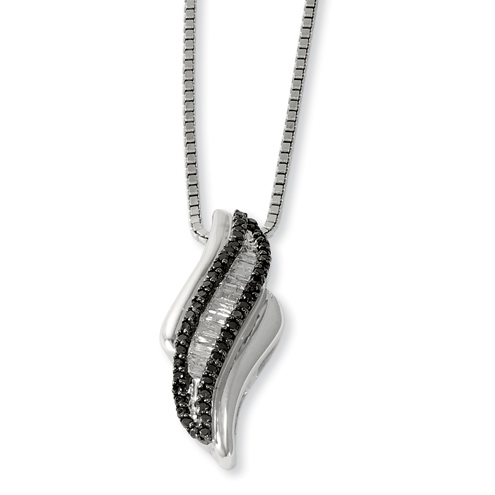 0.26 Ct Sterling Silver Black and White Diamond Necklace