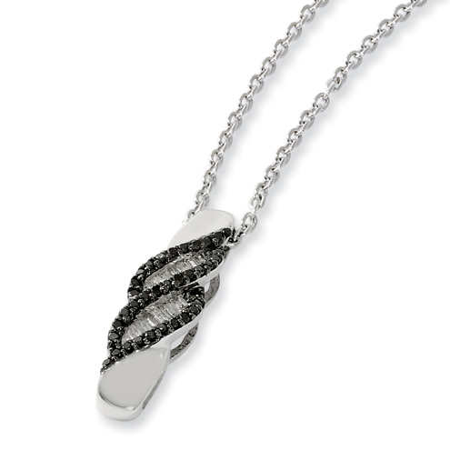 0.21 Ct Sterling Silver Black and White Diamond Necklace