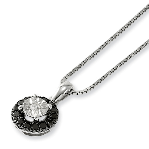 0.33 Ct Sterling Silver Black & White Diamond Circle Necklace