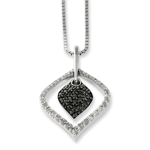 0.5 Ct Sterling Silver Black & White Eye Diamond Necklace