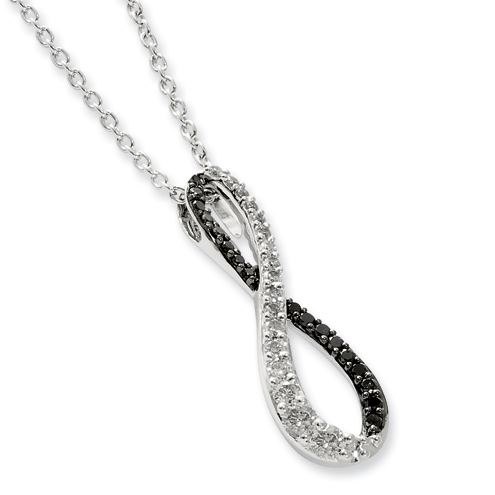 0.5 Ct Sterling Silver Black and White Diamond Figure 8 Necklace
