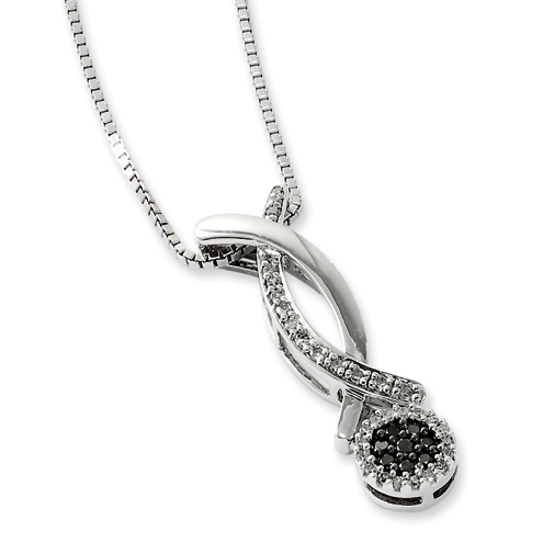 0.25 Ct Sterling Silver Black & White Diamond Bypass Necklace
