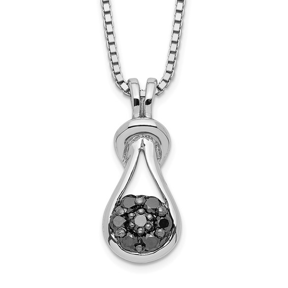 0.2 Ct Sterling Silver Black and White Diamond Love Knot Necklace