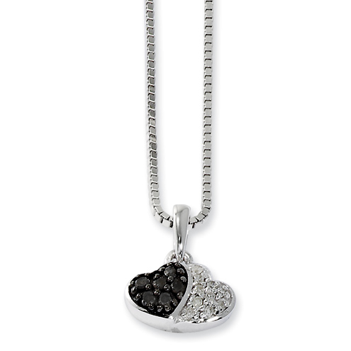 0.15 Ct Sterling Silver Black and White Diamond Necklace