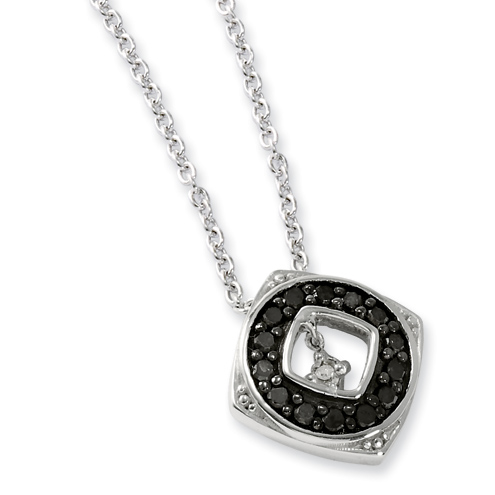 0.25 Ct Sterling Silver Black & White Diamond Eye Necklace