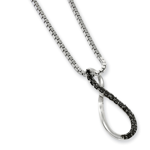 Sterling Silver 0.07 Ct Black and White Diamond Infinity Necklace