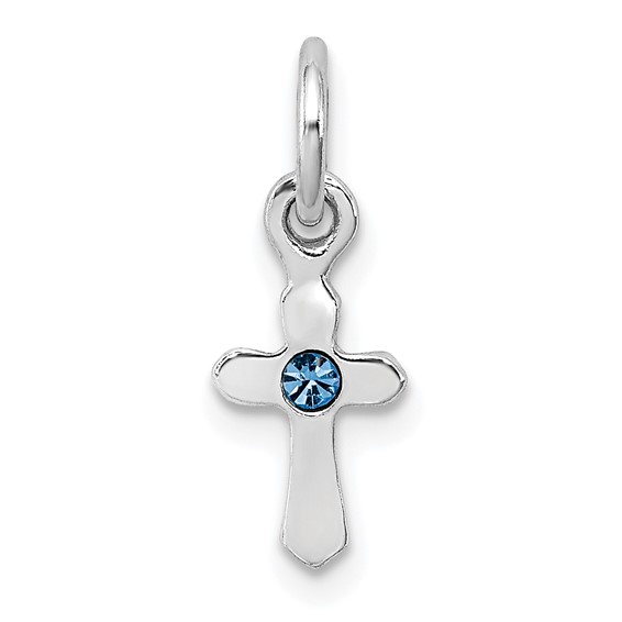 Sterling Silver Child's Preciosa Crystal December Cross Pendant