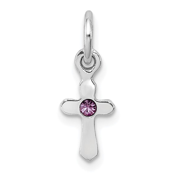 Sterling Silver Child's Preciosa Crystal June Cross Pendant