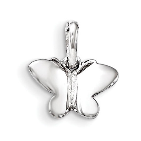 Rhodium Plated Sterling Silver Child's Polished Butterfly Pendant