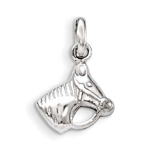 Rhodium-plated Sterling Silver Child's Horse Head Pendant