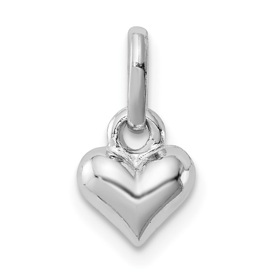 Rhodium-plated Sterling Silver 3/16in Child's Heart Pendant
