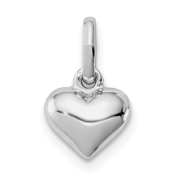 Rhodium-plated Sterling Silver Child's 1/4in Heart Pendant