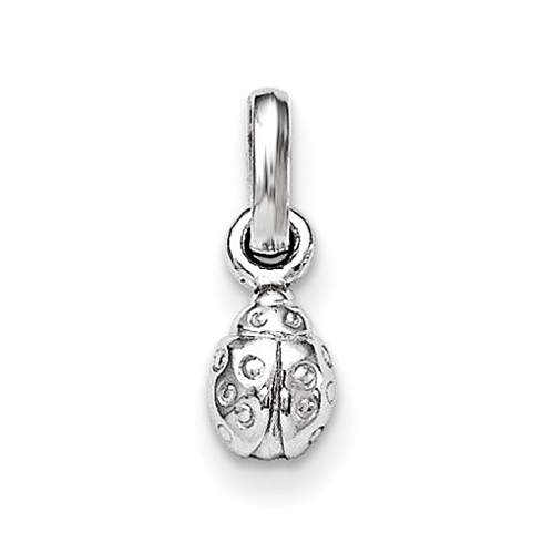 Rhodium-plated Sterling Silver 1/4in Child's Polished Ladybug Pendant