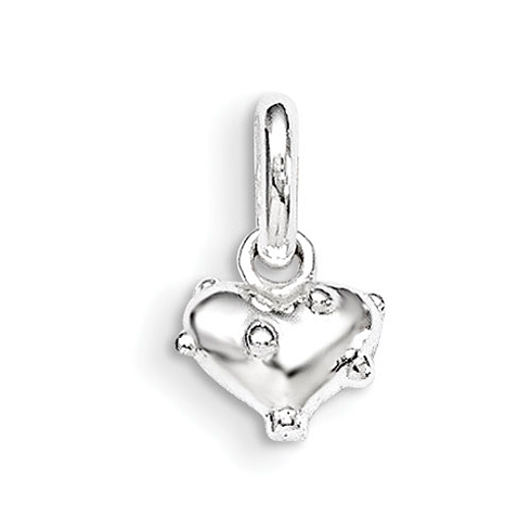 Sterling Silver 1/4in Children's Textured Heart Pendant