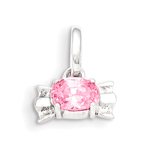 Sterling Silver Pink CZ Candy Kid's Pendant