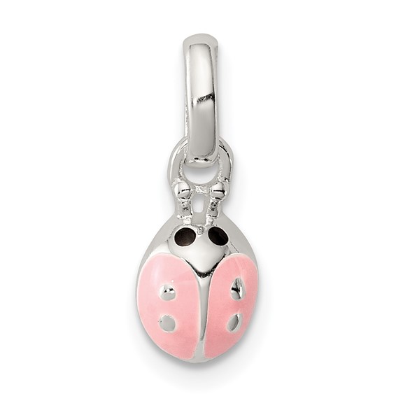 Sterling Silver Kid's Pink Enamel Ladybug Pendant