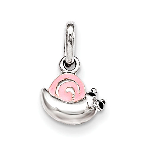 Sterling Silver Pink Enamel Snail Kid's Pendant