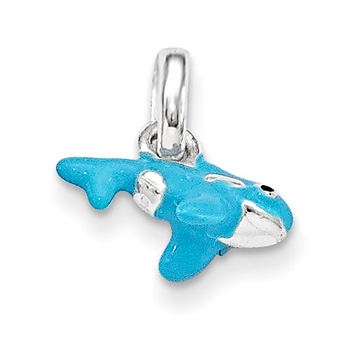 Sterling Silver Children's Blue Enameled Whale Pendant